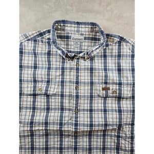 Carhartt Shirt Mens 2XL Plaid Shirt Short Sleeve Button Up Work Chore S150IND